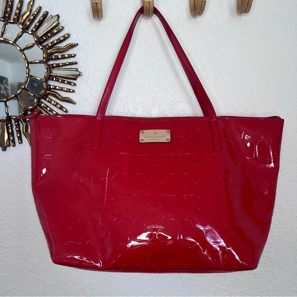 Kate Spade Large Chili Red Patent Sophie Tote Shoulder Bag